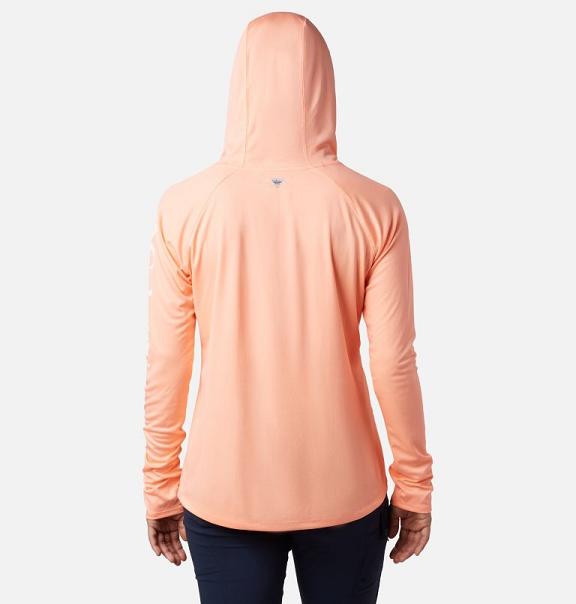 Columbia PFG Tidal Tee Hoodies Pink White For Women's NZ14869 New Zealand